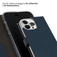 Selencia Cover a libro in vera pelle Apple iPhone 14 Pro Max - Blu
