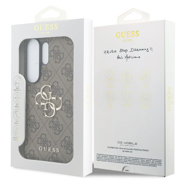 Guess Cover Posteriore 4G Leather con MagSafe Samsung Galaxy S26 Ultra - Gold Edge - Brown