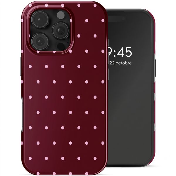 Selencia Vivid Backcover met MagSafe Apple iPhone 16 Pro Max - Happy Dots Burgundy