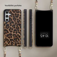 Selencia Cover per telefono Nova con cordino e portacarte Samsung Galaxy S24 FE - Leopard