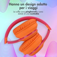 imoshion Cuffie wireless per bambini con LED Light - Limitatore di decibel - Con cavo AUX - Hot Pink / Apricot Orange Crush