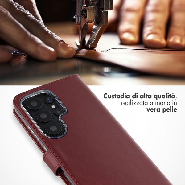 Selencia Cover a libro in vera pelle Samsung Galaxy S26 Ultra - Burgundy