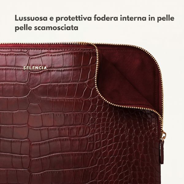 Selencia Cover per laptop Croco 13 pollici - Burgundy