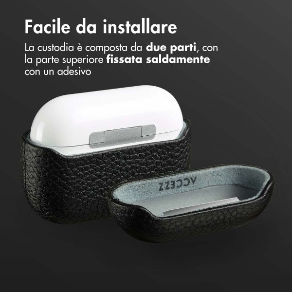 Accezz Cover in vera pelle  Apple Airpods Pro - Nero