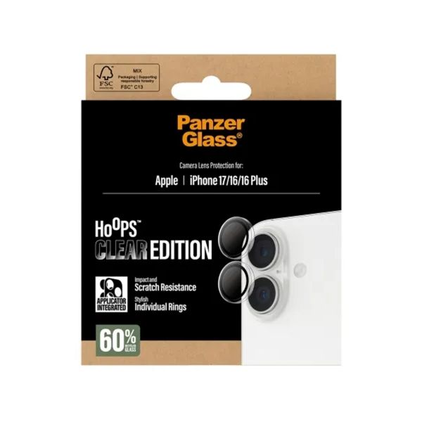 PanzerGlass Pellicoprotettiva fotocamera Hoops Optic Rings Apple iPhone 17 - Trasparente