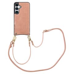 Selencia Cover per telefono Nova Croco con cordino e portacarte Samsung Galaxy S25 - Old Pink