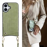 Selencia Cover per telefono Nova Croco con cordino e portacarte Apple iPhone 17 - Sage Green