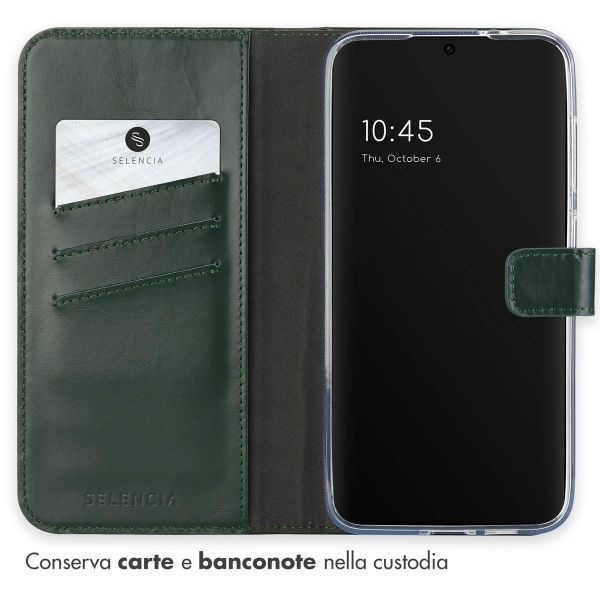 Selencia Cover a libro in vera pelle Samsung Galaxy S24 FE - Verde