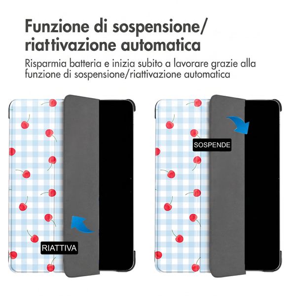 imoshion Cover Trifold Design Samsung Galaxy Tab S9 11.0 pollici / S10 Lite / S10 FE / S9 FE 10.9 pollici - Cherry Check