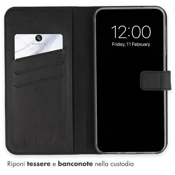 Selencia Cover a libro in vera pelle Samsung Galaxy S26 FE - Nero