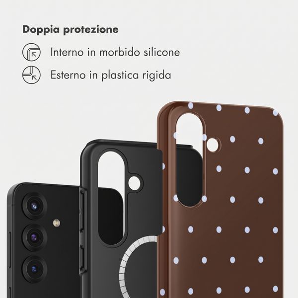 Selencia Cover posteriore Vivid con MagSafe Samsung Galaxy S25 - Happy Dots Chocolate