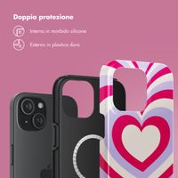 Selencia Cover posteriore Vivid con MagSafe Apple iPhone 15 - Double Hearts Rubine Red Lilac
