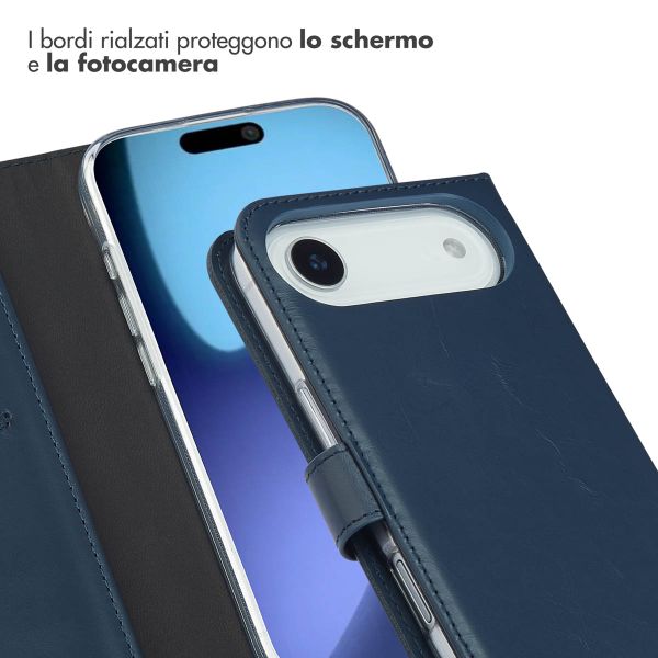 Selencia Cover a libro in vera pelle Apple iPhone Air - Blu