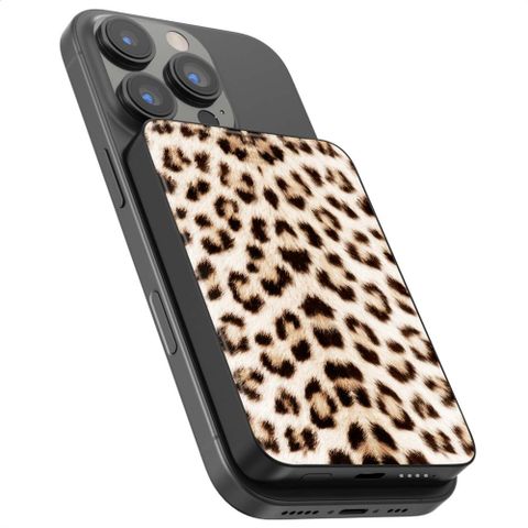 Selencia Vivid Powerbank 5.000 mAh - MagSafe e Qi - Nero / Leopard