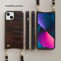 Selencia Cover per telefono Nova Croco con cordino e portacarte Apple iPhone 14 / 13 - Choco Brown