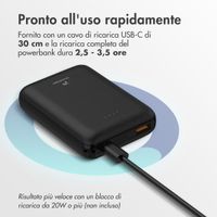 imoshion Powerbank compatta da 10.000 mAh – Powerbank piccola – Quick Charge e Power Delivery – Nero
