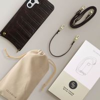 Selencia Cover per telefono Nova Croco con cordino e portacarte Samsung Galaxy A56 - Choco Brown