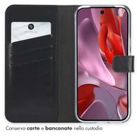 Selencia Cover a libro in vera pelle Google Pixel 9A - Nero