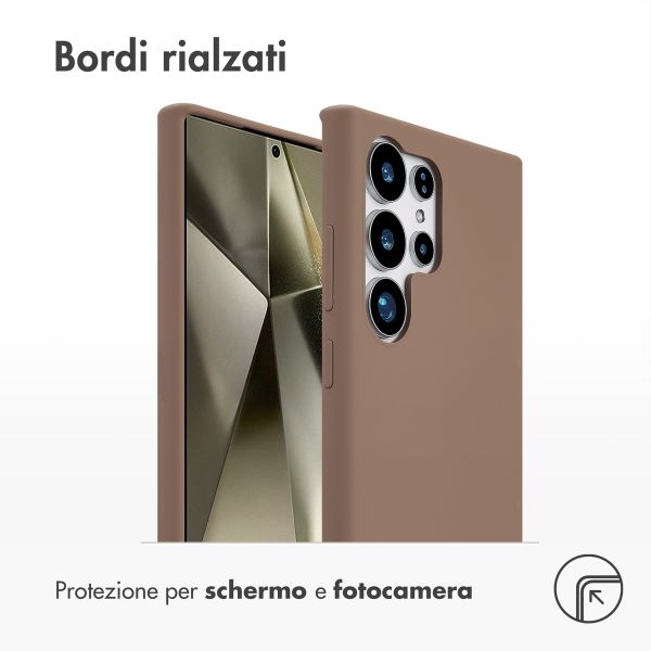 Accezz Cover in silicone liquido con MagSafe Samsung Galaxy S24 Ultra - Marrone chiaro