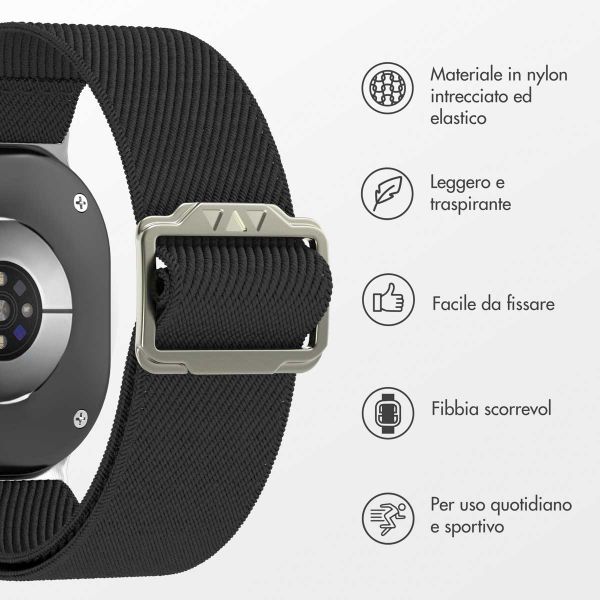 imoshion Cinturino in nylon elastico Samsung Galaxy Watch 9 (40/44mm) / Watch 8 (40/44mm) / Classic (46mm) - Nero