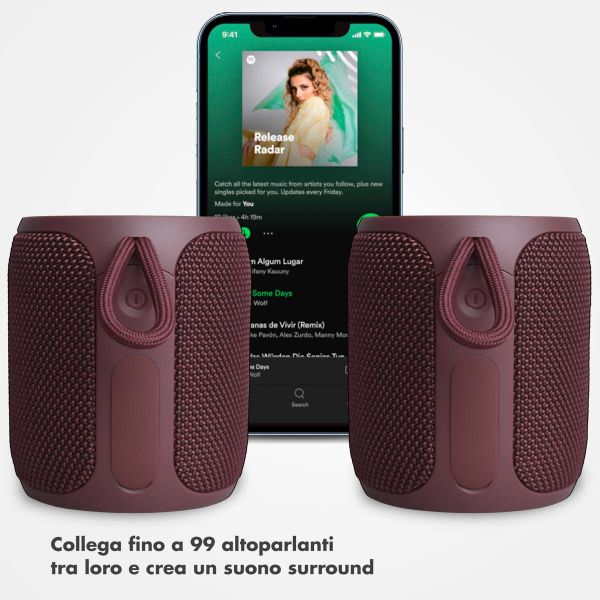 Selencia Altoparlante Bluetooth AquaPlay - Altoparlante wireless - Impermeabile - Bordeaux