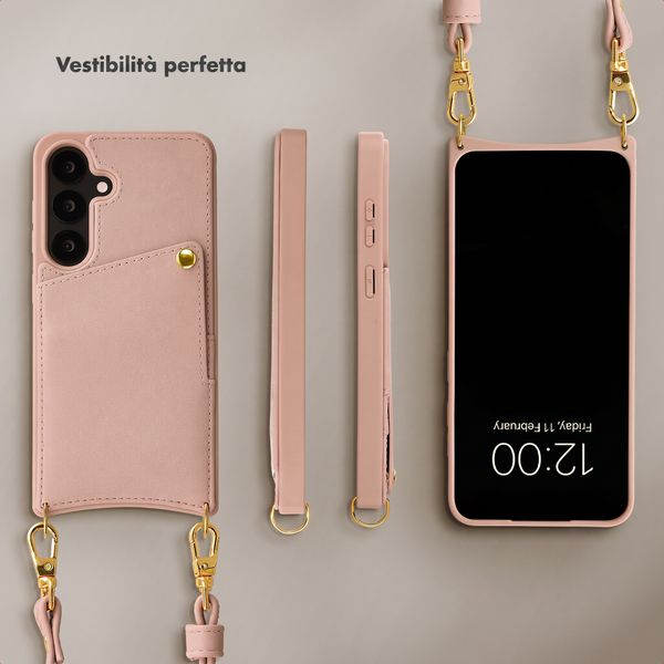 Selencia Cover per telefono Nova con cordino e portacarte Samsung Galaxy S25 / S24 - Dusty Rose
