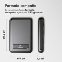 imoshion Powerbank MagSafe 4-in-1 con supporto da 10.000 mAh – Power Delivery – iPhone / AirPods / Apple Watch – Nero