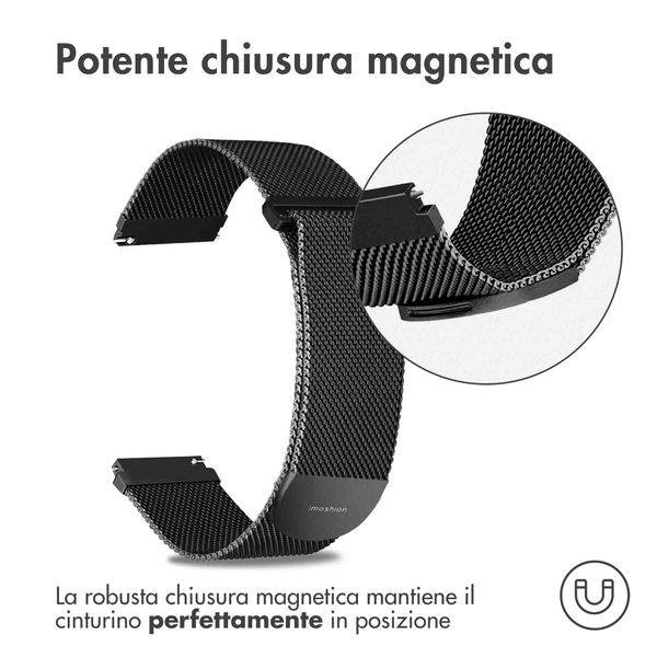 imoshion Cinturino milanese magnetico  - Attacco universale 20 mm - Taglia M - Nero