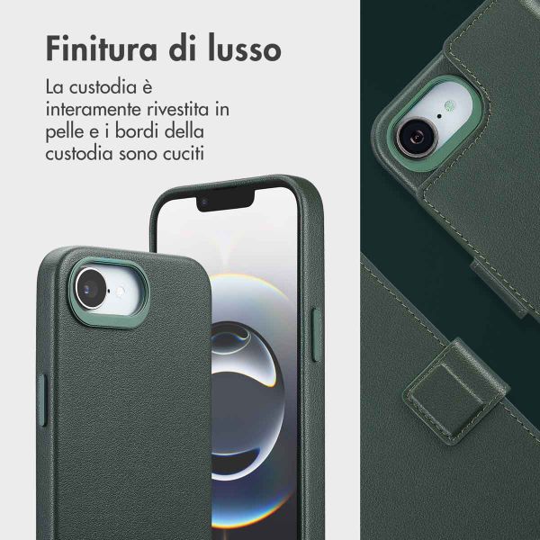 Accezz Cover in pelle 2 in 1 con MagSafe Apple iPhone 17e / 16e - Cedar Green