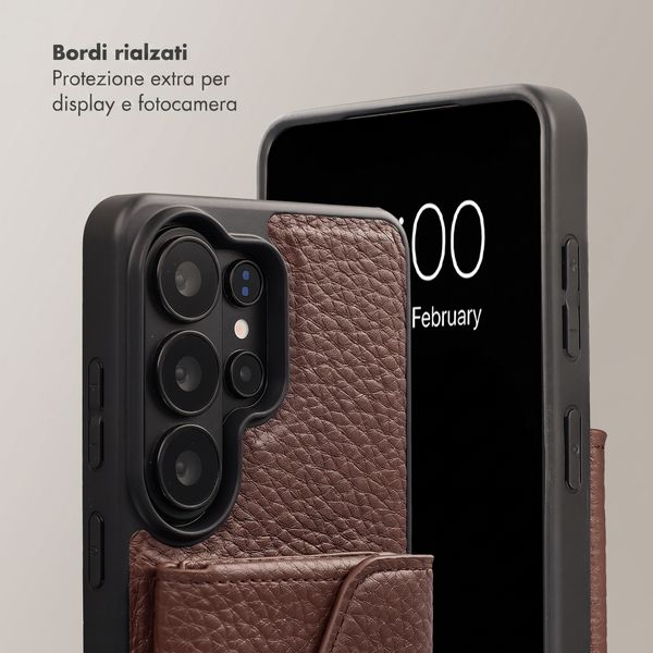 Selencia Cover per telefono Sera con cordino e portacarte a busta Samsung Galaxy S26 Ultra - Chocolate Brown