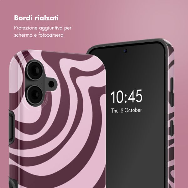 Selencia Cover posteriore Vivid con MagSafe Apple iPhone 16 - Wavy Swirl Pink Plum