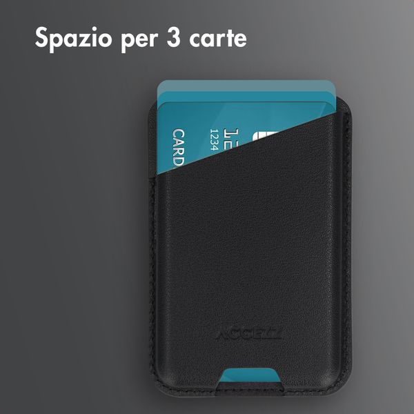 Accezz Portacarte in pelle magnetico - Compatibile con Apple Find My - Onyx Black