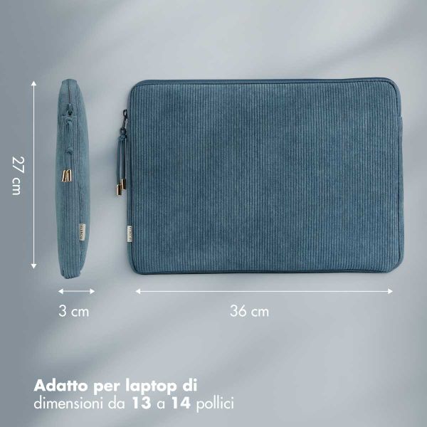 Selencia Cover per laptop in velluto a coste 13-14 pollici - Sleeve per laptop - Slate Blue