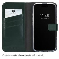 Selencia Cover a libro in vera pelle Apple iPhone 16 - Verde
