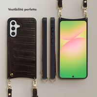 Selencia Cover per telefono Nova Croco con cordino e portacarte Samsung Galaxy A56 - Choco Brown