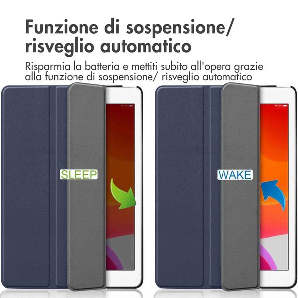 imoshion Cover a libro Trifold Apple iPad 9 (2021) 10.2 pollici / iPad 8 (2020) 10.2 pollici / iPad 7 (2019) 10.2 pollici - Blu scuro