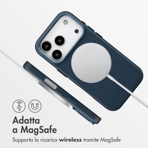 Accezz Cover in Pelle con MagSafe Apple iPhone 17 Pro - Nightfall Blue
