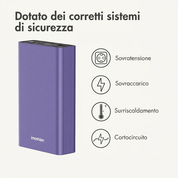 imoshion Powerbank in alluminio Ultra Series 20.000 mAh - Ricarica rapida fino a 33 watt - Tropical Violet
