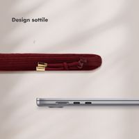 Selencia Cover per laptop in velluto a coste 15-16 pollici - Sleeve per laptop - Deep Burgundy