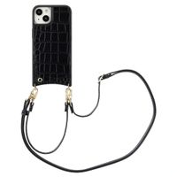 Selencia Cover per telefono Nova Croco con cordino e portacarte Apple iPhone 13 - Nero