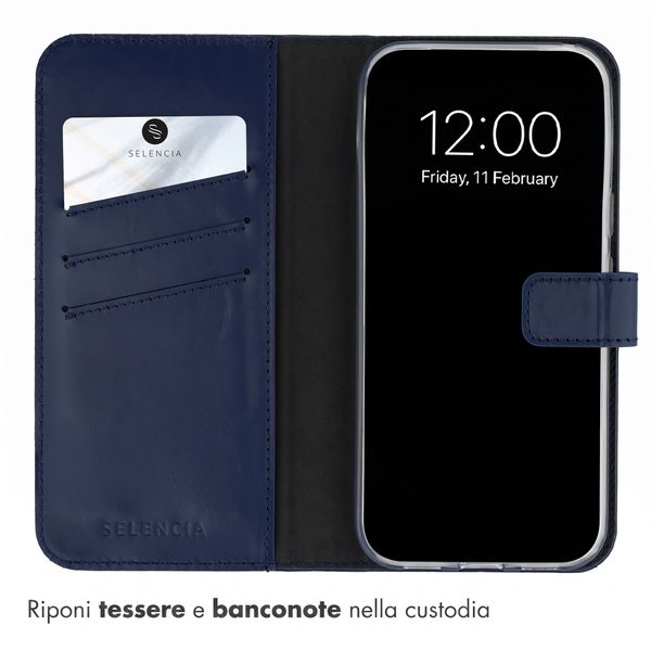 Selencia Cover a libro in vera pelle Google Pixel 11 / 11 Pro - Blu scuro