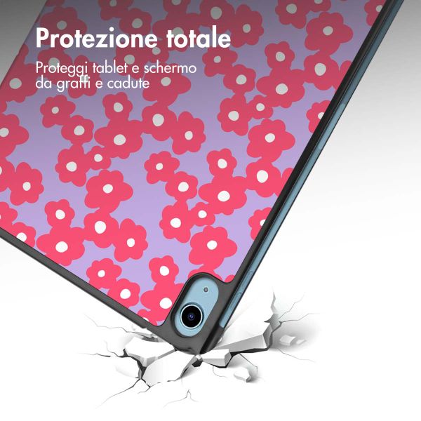 imoshion Cover Trifold Design Apple iPad 11 (2025) 11 pollici A16 / iPad 10 (2022) 10.9 pollici - Dusty Rose Blossom