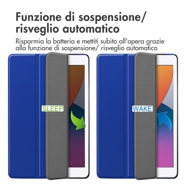 imoshion Cover a libro Trifold Apple iPad 9 (2021) 10.2 pollici / iPad 8 (2020) 10.2 pollici / iPad 7 (2019) 10.2 pollici - Cobalt Blue