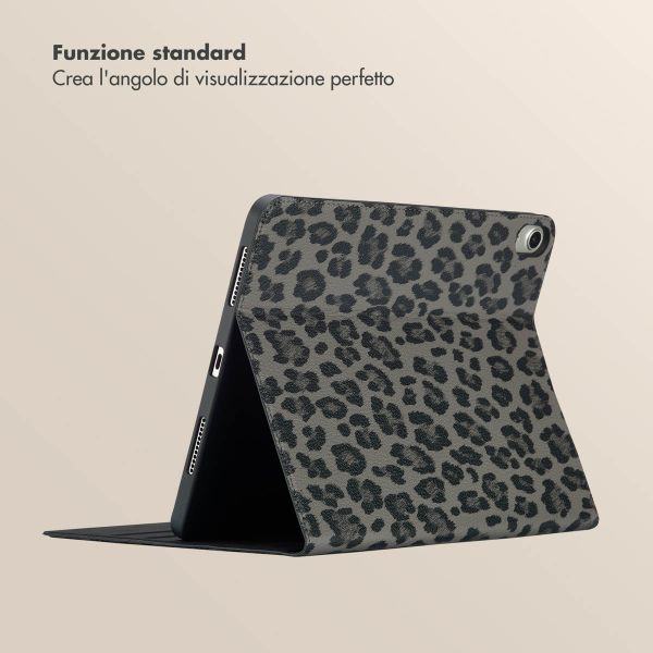Selencia Libreria Sabi con stampa leopardata Apple iPad Air 11 pollici (2026) M4 / (2025) M3 / (2024) M2 / Air 5 (2022) / Air 4 (2020) - Midnight Black