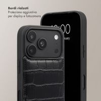 Selencia Cover per telefono Nova Croco con cordino e portacarte Apple iPhone 18 Pro Max / 17 Pro Max - Nero