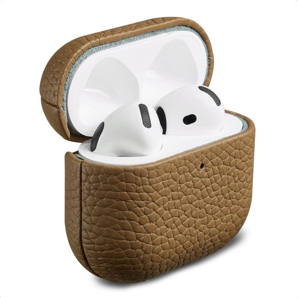 Accezz Cover in vera pelle  Apple Airpods 4 - Taupe