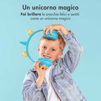 imoshion Cuffie wireless per bambini Unicorn LED Light - Limitatore di decibel - Con cavo AUX - Soft Blue / Yellow