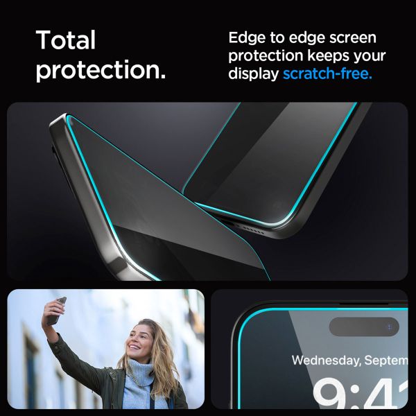 Spigen Vetro temperato privacy GLAStR EZ Fit + Applicatore - confezione da 2 Apple iPhone 15 Pro Max
