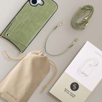 Selencia Cover per telefono Nova Croco con cordino e portacarte Apple iPhone 17 - Sage Green