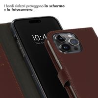 Selencia Cover a libro in vera pelle Apple iPhone 15 Pro Max - Marrone